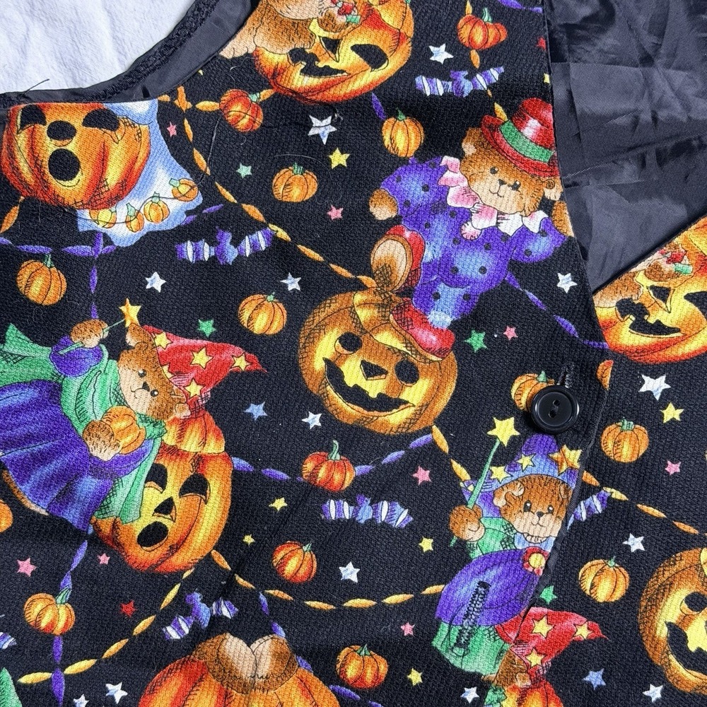 VTG 80s 90s CHILD'S MEDIUM HALLOWEEN VEST BY 111 MAIN PUMPKIN - Picture 2 of 4